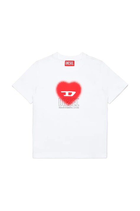 Diesel tricou de bumbac pentru copii TCUORE T-SHIRT culoarea alb, J02233