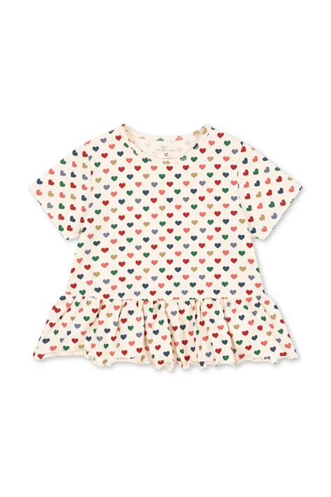 Konges Sløjd tricou BASIC FRILL TEE GOTS culoarea bej, KS103154