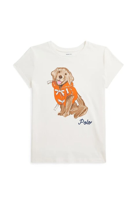 Dětské bavlněné tričko Polo Ralph Lauren bílá barva, 313965147001