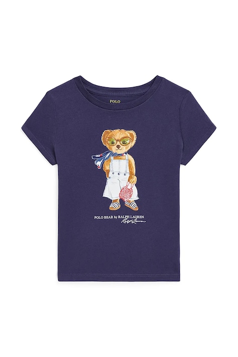 Детска памучна тениска Polo Ralph Lauren в тъмносиньо 312965226001