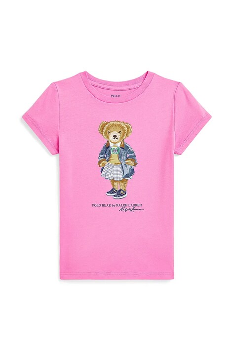 Dětské bavlněné tričko Polo Ralph Lauren růžová barva, 312965154001