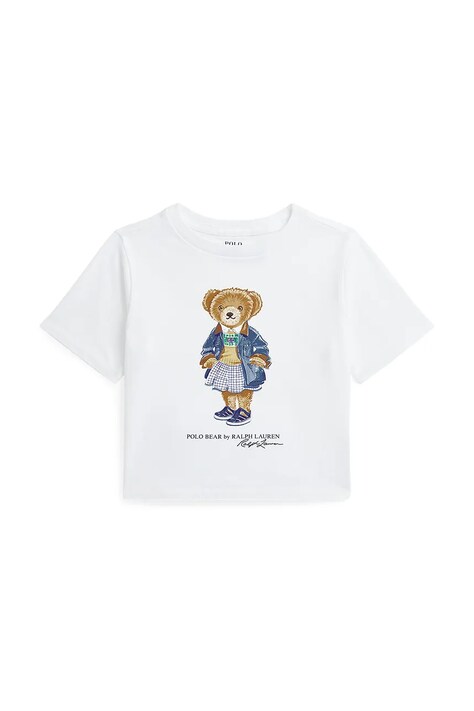 Dětské bavlněné tričko Polo Ralph Lauren bílá barva, 312965155001
