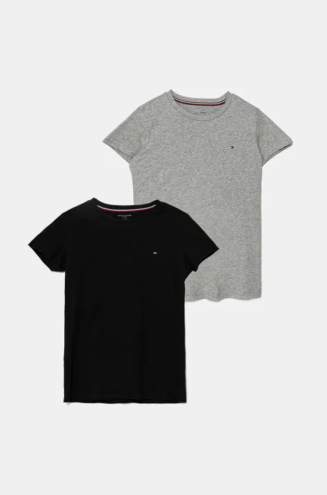 Tommy Hilfiger t-shirt bawełniany dziecięcy 2-pack kolor czarny UG0UG00307