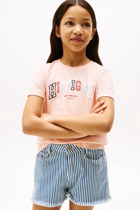 Dětské bavlněné tričko Tommy Hilfiger růžová barva, KG0KG08526