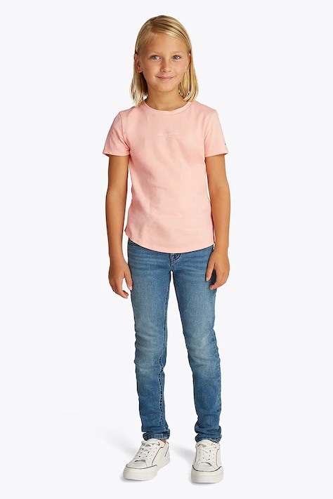 Detské bavlnené tričko Tommy Hilfiger ružová farba, KG0KG08527