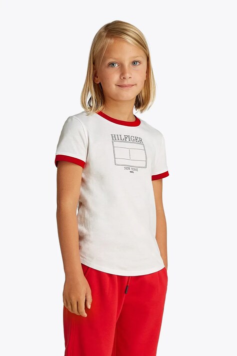 Παιδικό βαμβακερό μπλουζάκι Tommy Hilfiger χρώμα: άσπρο, KG0KG08528
