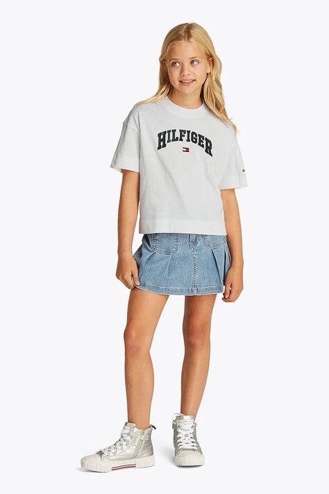 Dětské bavlněné tričko Tommy Hilfiger bílá barva, KG0KG08549