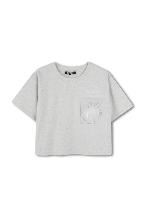 Παιδικό βαμβακερό μπλουζάκι Dkny χρώμα: γκρι, D62312
