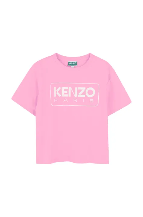 Παιδικό βαμβακερό μπλουζάκι Kenzo Kids χρώμα: ροζ, K61064