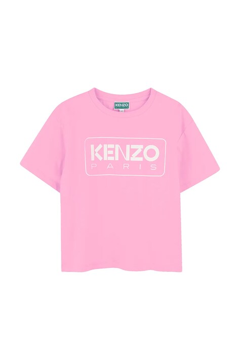 Детска памучна тениска Kenzo Kids в розово K61064