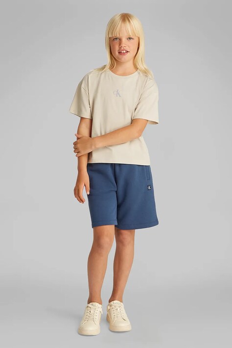Dětské bavlněné tričko Calvin Klein Jeans béžová barva, IG0IG02136