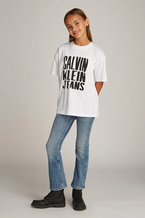 Детская хлопковая футболка Calvin Klein Jeans цвет белый IG0IG02858