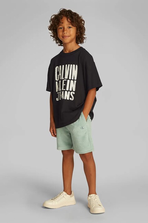 Детская хлопковая футболка Calvin Klein Jeans цвет чёрный IG0IG02858