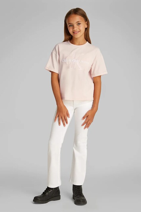 Dětské bavlněné tričko Calvin Klein Jeans růžová barva, IG0IG02861