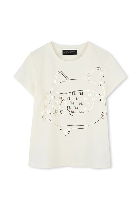 Karl Lagerfeld t-shirt dziecięcy kolor beżowy Z30447