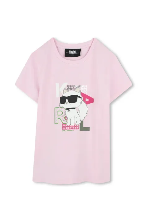 Karl Lagerfeld t-shirt in cotone per bambini colore rosa Z30491