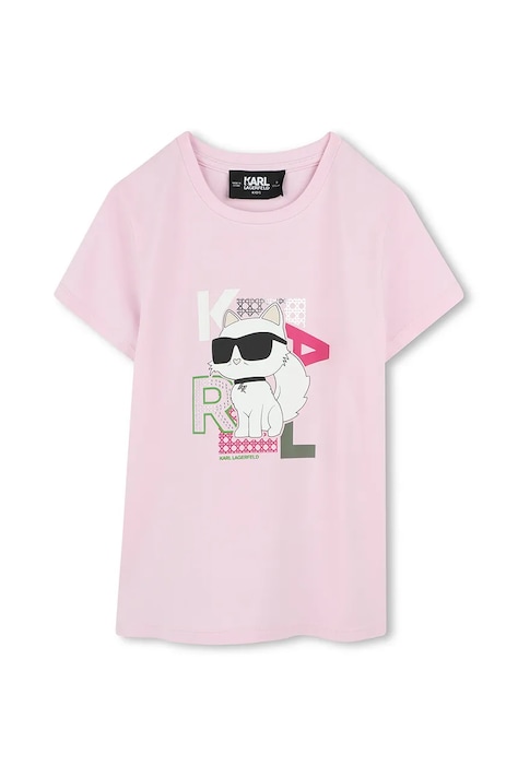 Karl Lagerfeld tricou de bumbac pentru copii culoarea roz, Z30491