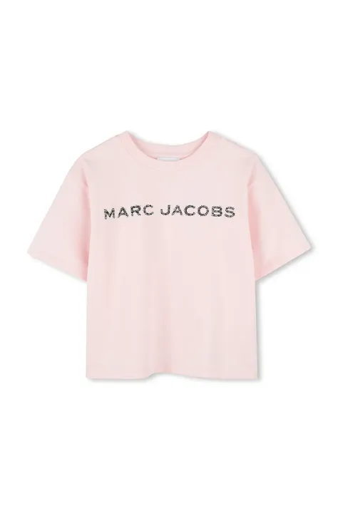 Dječja pamučna majica kratkih rukava Marc Jacobs boja: ružičasta, W60463