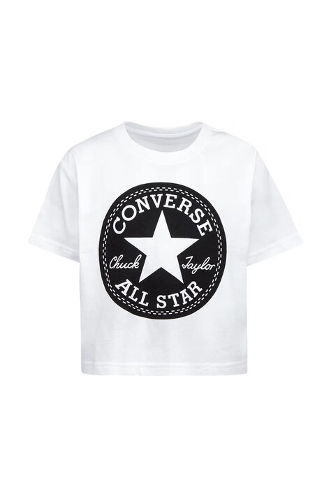 Παιδικό βαμβακερό μπλουζάκι Converse χρώμα: άσπρο, 369787