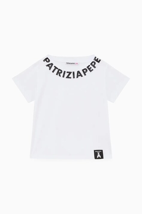 Patrizia Pepe tricou de bumbac pentru copii K103 culoarea alb, 7M0904
