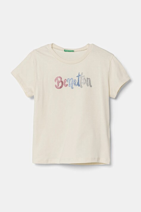 Детска памучна тениска United Colors of Benetton в бежово 3I1XC10MZ