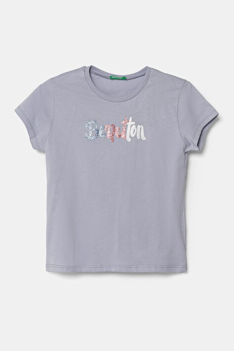 Dětské bavlněné tričko United Colors of Benetton fialová barva, 3I1XC10MZ