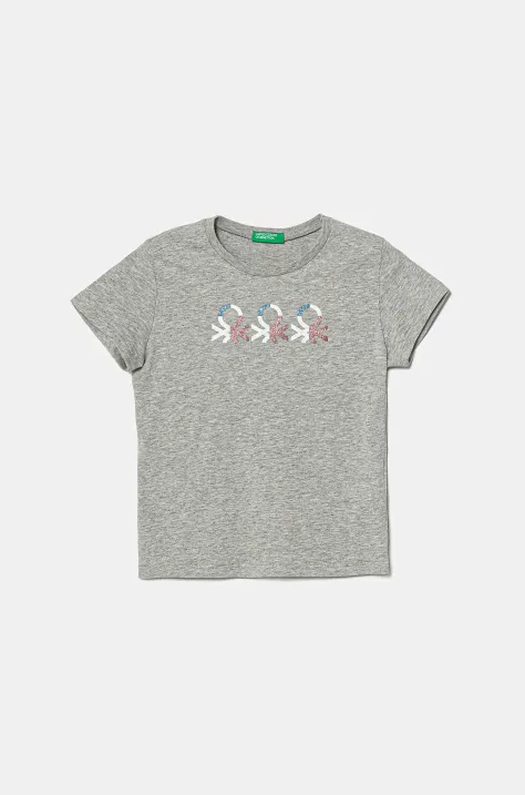 United Colors of Benetton t-shirt in cotone per bambini colore grigio 3I1XC10MZ