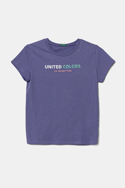 Детска памучна тениска United Colors of Benetton в лилаво 3I1XC10MZ
