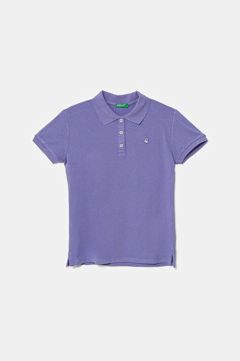 Dětské tričko United Colors of Benetton fialová barva, s límečkem, 3WG9C300O