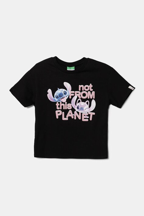 Dětské bavlněné tričko United Colors of Benetton černá barva, 35RYC10MV