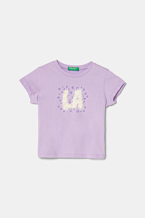 United Colors of Benetton gyerek pamut póló lila, 3I1XG10J1