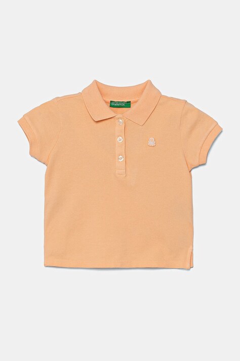 Detské polo tričko United Colors of Benetton oranžová farba, s golierom, 3WG9G300A