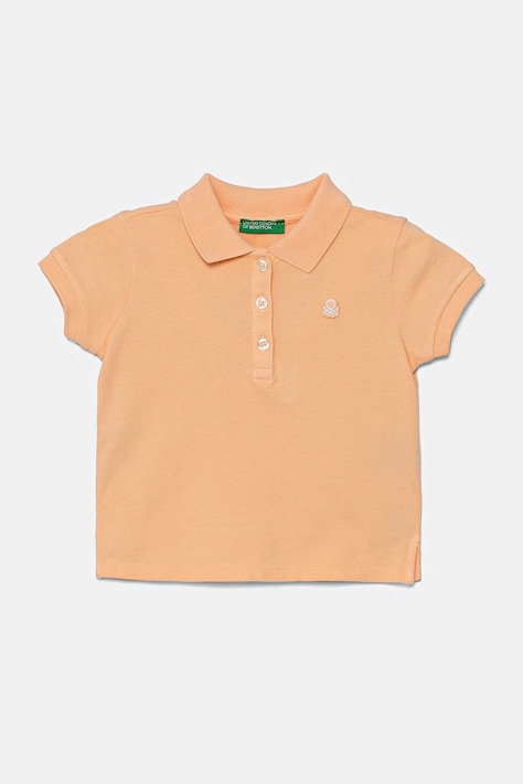 United Colors of Benetton tricou polo copii culoarea portocaliu, cu guler, 3WG9G300A