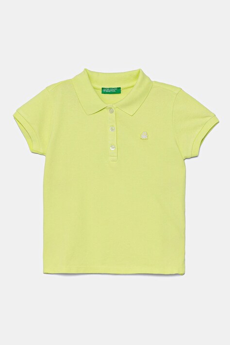 Detské polo tričko United Colors of Benetton zelená farba, s golierom, 3WG9G300A