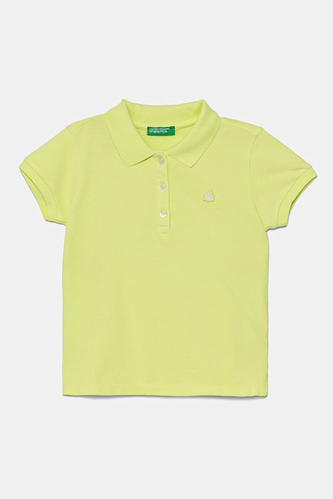 Dětské polo tričko United Colors of Benetton zelená barva, s límečkem, 3WG9G300A