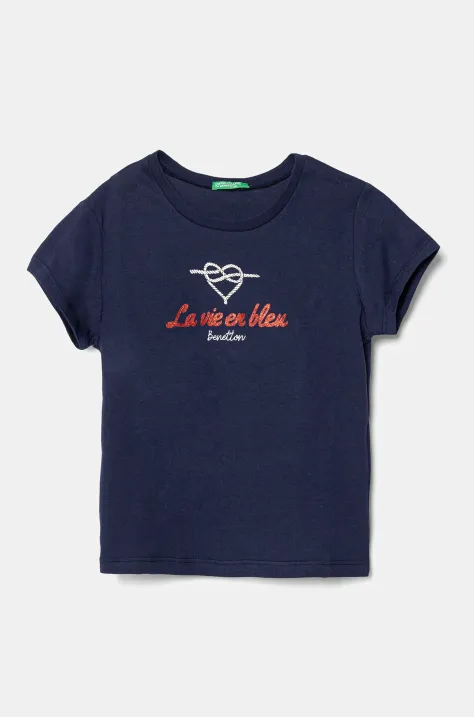 United Colors of Benetton t-shirt in cotone per bambini colore blu navy 3I1XG10J2