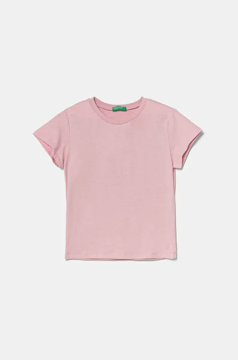 United Colors of Benetton tricou de bumbac pentru copii culoarea roz, 3I1XC109V