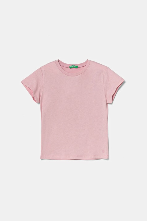 Dětské bavlněné tričko United Colors of Benetton růžová barva, 3I1XC109V