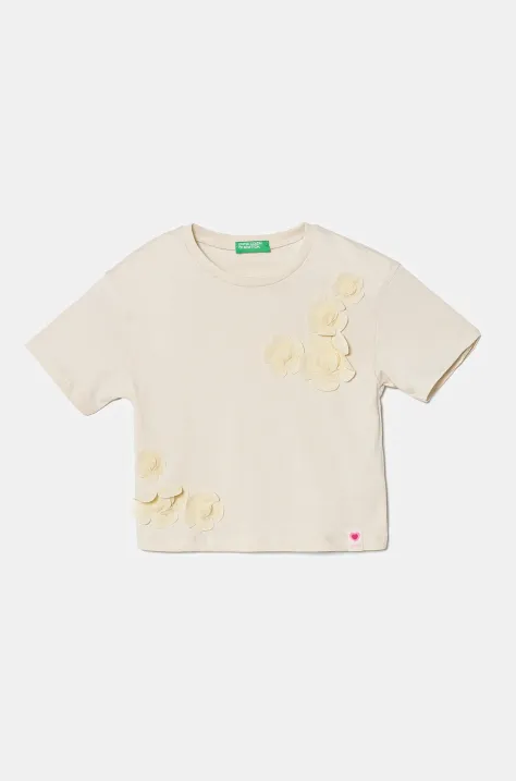 United Colors of Benetton t-shirt in cotone per bambini colore beige 3I1XG10IK