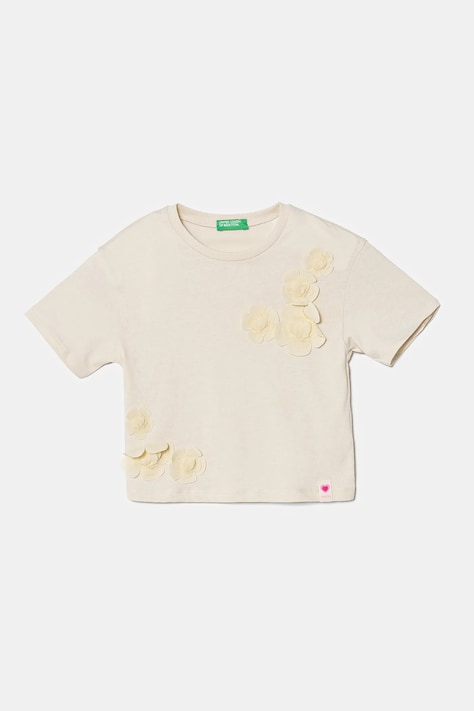Детска памучна тениска United Colors of Benetton в бежово 3I1XG10IK