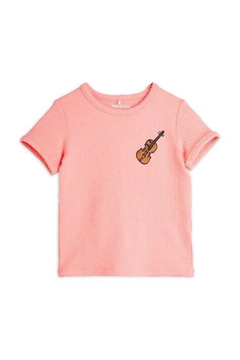 Mini Rodini tricou copii Violin culoarea roz, 2522011828