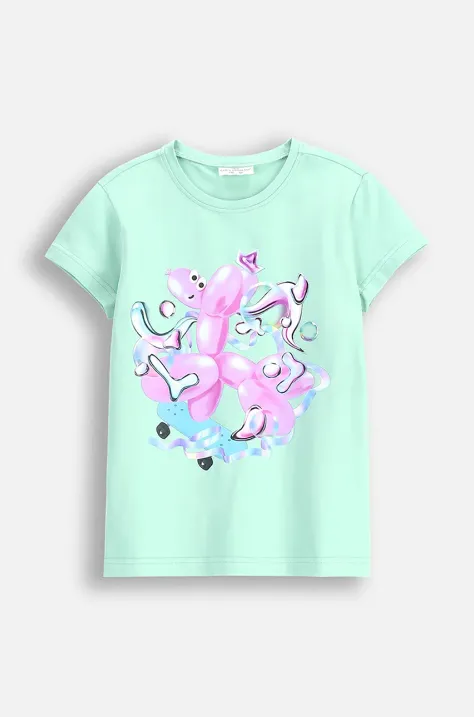 Coccodrillo t-shirt dziecięcy kolor zielony COSMIC GIRL KIDS