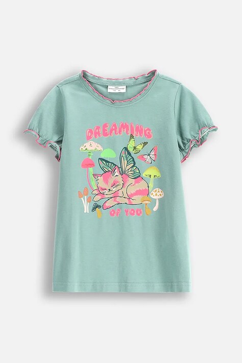 Dětské tričko Coccodrillo zelená barva, DREAM DIARIES GIRL KIDS