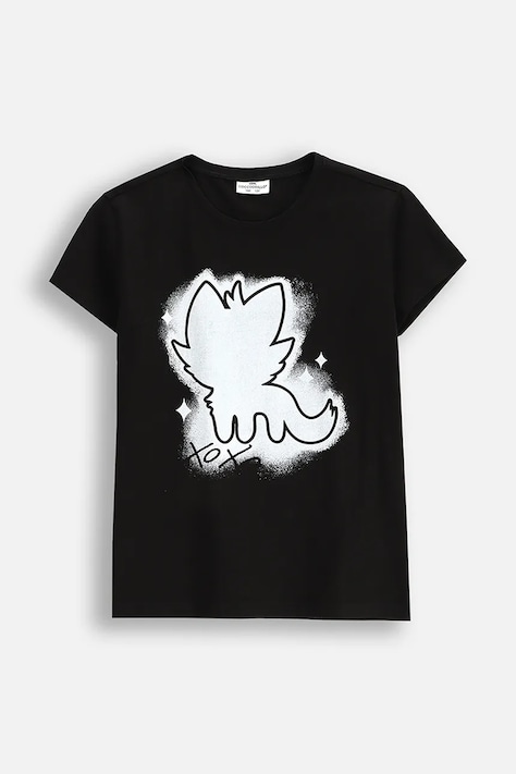 Детска тениска Coccodrillo в черно REBEL GIRL JUNIOR