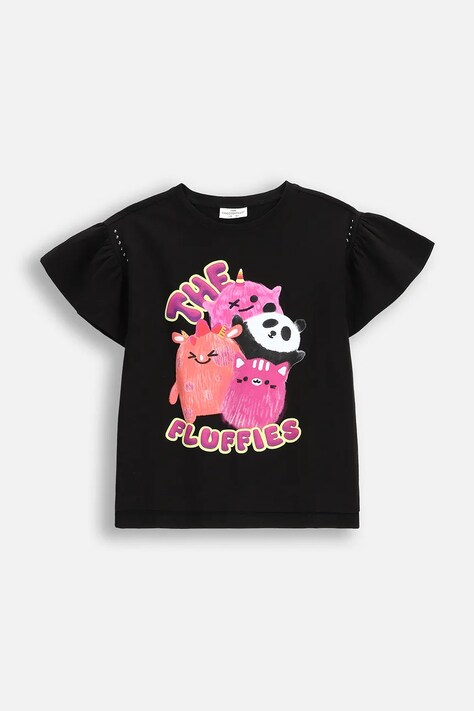 Dětské tričko Coccodrillo černá barva, REBEL GIRL KIDS