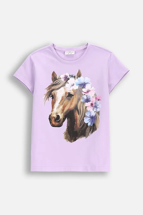 Coccodrillo tricou pentru copii cu două fețe culoarea violet, EVERYDAY GIRL