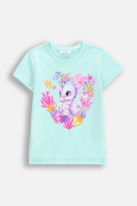 Coccodrillo t-shirt dziecięcy kolor turkusowy INSIDE OCEAN GIRL KIDS