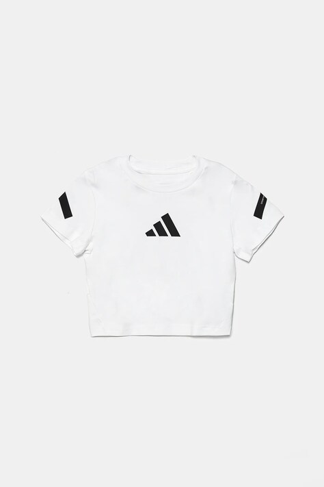Otroška bombažna kratka majica adidas bela barva, JD1317