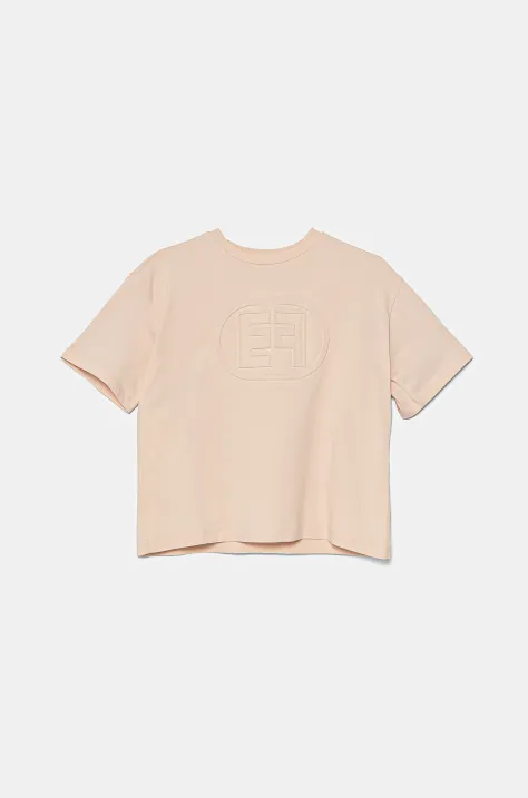 Elisabetta Franchi t-shirt dziecięcy kolor beżowy EFTS233.0.JE006