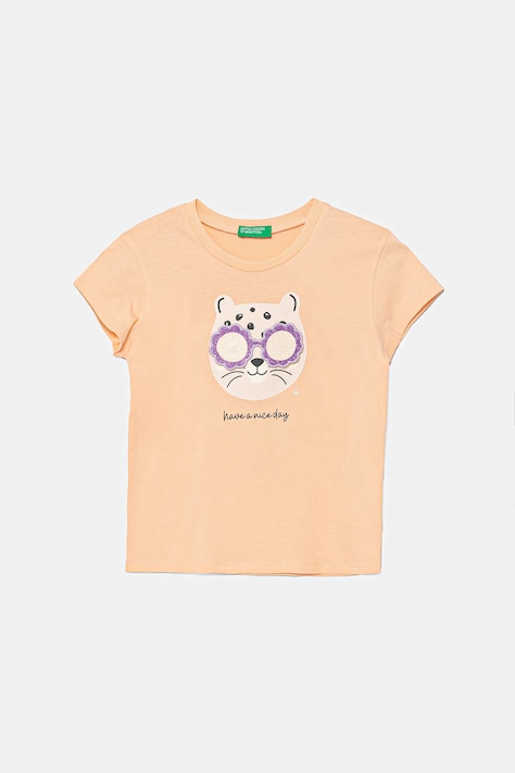 Dětské bavlněné tričko United Colors of Benetton oranžová barva, 3096G10J8
